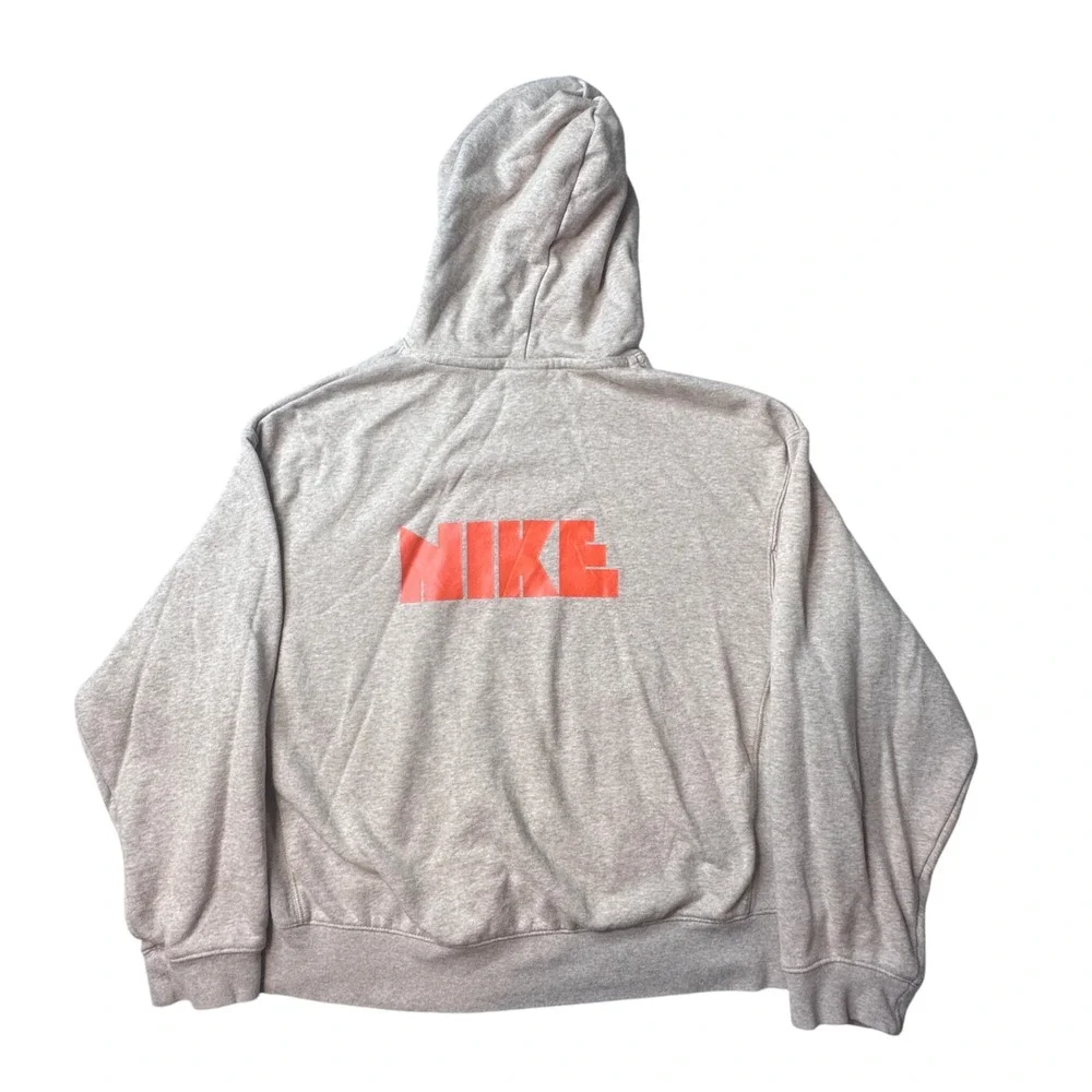 Nike Hoodie Womens L Tan DO6851-200 Sportswear Fleece Orange Logo Pullover Sweat